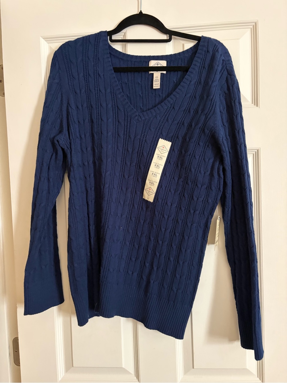 St. John's Bay Royal Blue Cable Knit V‑Neck Sweater